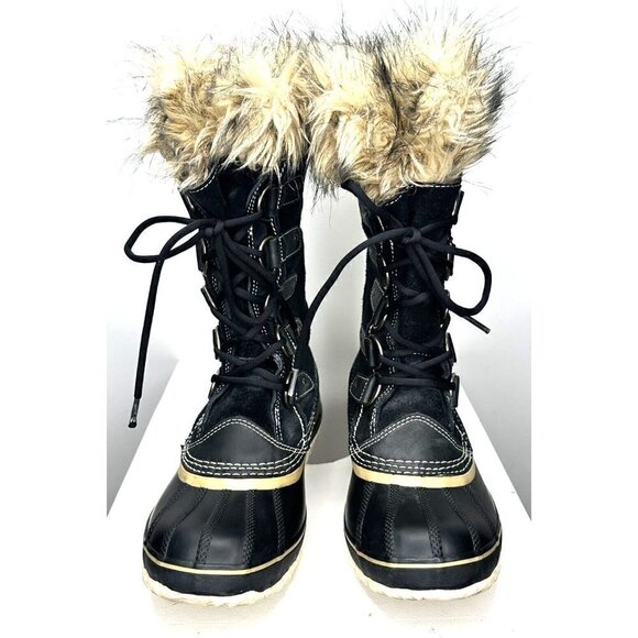 Sorel Womens Boots Joan of Artic Winter Faux Fur Insulated Waterproof Black 7 - Picture 2 of 14
